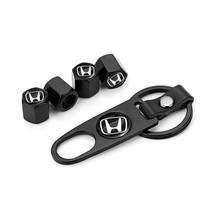 Fashion Car Tire Valve Caps with Car Badge Keyring Keychain Set for Honda Mugen Power TypeR Jazz City Civic Inspire Accord FIT HRV CRV Odyssey Jade