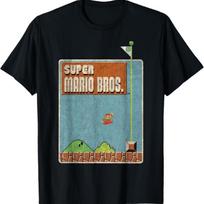Nintendo Super Mario Bros Game Screen Shot Graphic T-Shirt T-Shirt S juoda