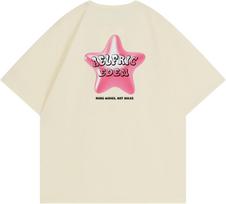 Aelfric Eden Women Oversized Letter Graphic Tees Pink Star Print Tee Graphic Crew Neck Cotton Short Sleeve Y2k Tops S įvairiaspalvis