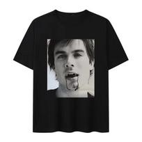 Classic TV The Vampire Diaries Damon Graphic Print T-shirt Men Women Casual Oversized Short Sleeve Summer New Tee Streetwear Harajuku Y2K Fashion Top 4XL