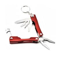 Camping Multitool Folding Pliers LED Flashlight Tool raudona