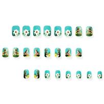 24Pcs Square Press on Nail Glossy Design French Fake Nail Acrylic False Nail,Artificial Nail Glues on Nail for Womens 1