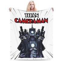 Titan Speakerman Blankets Skibidi Toilet Wool Throw Blanket Bedding Couch Decoration Ultra-Soft Warm Bedspread Size: 75*100cm, Weight: 230 GSM