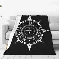 Uncharted Adventure ( White ) Top Quality Comfortable Bed Sofa Soft Blanket Uncharted Game Compass Sic Parvis Drakes Ring Latin Size: 75*100cm, Weight: 230 GSM