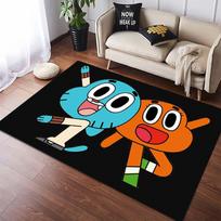 The Amazing World of Gumball Cartoon Print Area Rug Anti-slip Soft Floor Mat Kids Bedroom Living Room Black Background Decor Gift 40x60cm( 15x23in )