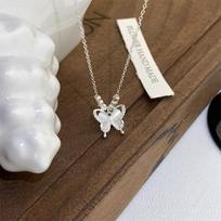 New Chinese National Style Opal Butterfly Choker Collarbone Chain, Cool Light Luxury Niche Decorative Neck Chain for Girls