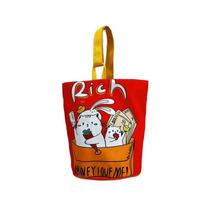 Cat Cartoon Canvas Bucket Bag Panda Ins Style Tote Bag Kawaii Canvas Cat Shoulder Bag  Outdoor B
