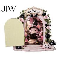 Cute Pink Halloween Display Ghost/Mouse Door Ornaments, Miniature Decoration, Double Festive Pumpkin Home Ornament Layer Arch Wall Corner Decor G