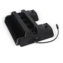 PS4 PS4 Slim PS4 Pro Multifunctional Cooling Charging Station Dual Charger Game Controller Charger Cooling Fan Disc Rack Black
