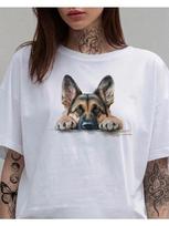 Sad German Shepherd T-shirt. Summer print XL