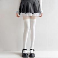 Women'S Sexy Solid Color Black White Thigh High Socks Cute Lolita Style Sweet Thin Leggings Velvet Soft Skin-Friendly Stockings One Size