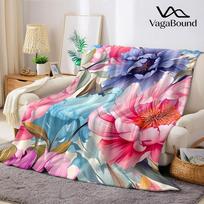 Pastel Peony Mosaic Flannel Blanket Warm Soft Halloween Christmas Couch Warm Cozy Decorative Decor Gift for All Season Size: 75*100cm, Weight: 230 GSM