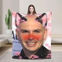 Pitbull Mr. Worldwide Funny Meme Blankets Warm Soft Plush Throw Blanket For Home Decor Travel Office Flannel Bedspread Bed Size: 75*100cm, Weight: 230 GSM