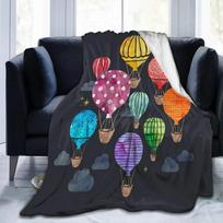 Colourful Hot Air Balloon Flannel Throw Blanket King Queen Size for Sofa Couch Bed Blanket Super Soft Lightweight Warm Blanket Size: 75*100cm, Weight: 230 GSM
