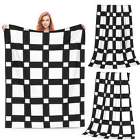 Chess Board Black And White Grid Checkered Blanket Soft Warm Flannel Throw Blanket Bedding for Bed Living room Picnic Home Sofa Size: 75*100cm, Weight: 230 GSM