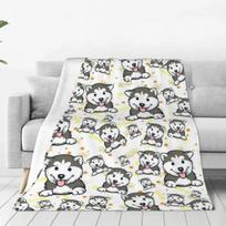 Cute Puppy Husky Flannel Blankets 3D Animal Dog Lovely Cool Throw Blanket Sofa Bedding Lounge 200x150cm Plush Thin Size: 75*100cm, Weight: 230 GSM