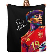 Lamine Yamal Wpap Art Throw Blanket Breathable Lightweight Blanket for Adults Kids Size: 75*100cm, Weight: 230 GSM black