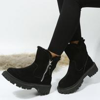 Žieminiai pliušiniai moteriški šilti batai suede Fashiona platforma 35 juoda