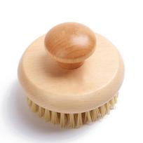 Round Bath Shower Body Exfoliating Brush Natural Sisal Bristles Beech Wood Handle Dead Skin Remover Back Scrubber Massage Tool beige