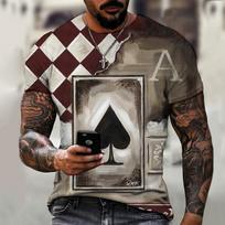 Men's Graphic Plaid / Check Poker Shirt T Shirt Tee Distressed T Shirt Short Sleeve T shirt 3D S