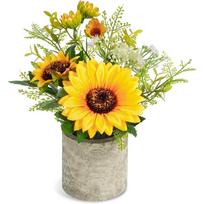 Sunflower Artificial Flowers Pot, Sunflower Decor, Yellow Fake Flower in Pots, for Home Bathroom Kitchen