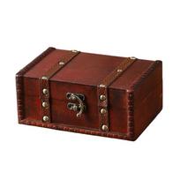 Antique Style Wooden Storage Box With Security Lock Decorative Homes Storage Holders For Valuables Toy Documents brown