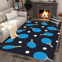 Flannel Printed Ping Pong Rug Table Tennis Design Soft Fleece Floor Mat Living Room Carpet Sports Decor Fun Rugs 60x90cm