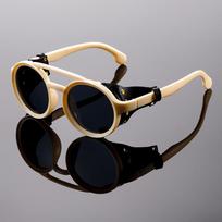 Unisex Vintage Steampunk Sunglasses Men's Designer Designer Retro Round Leather Sun Glasses Steam Punk Outdoor Goggles UV400 1PC