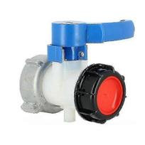 Butterfly Valve with Aluminum Floating Nut for 1000L IBC Tank - S75x6 Nut & S60x6 Outlet