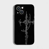 Cyber Sigil Cross line Phone Case For iPhone 16,15,14,13,12,11 Plus,Pro Max,XS,X,XR,SE,Mini,8,7,Soft Silicone Black Cover iPhone16pro