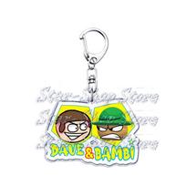 Game Dave Bambi Fnf Keychain for Accessories Bag Cute Cartoon Pendant Key Chain Ring Boys Bandu Keyring Jewelry Fans Gifts
