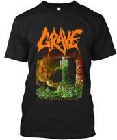 NWT Grave Into the Grave Swedish Death Metal Band Music Album Logo TShirt Unisex T-Shirt S įvairiaspalvis
