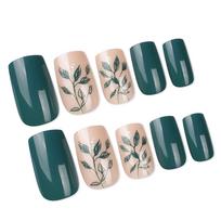 Square Press on Nail Leaves Fake Nail Stick on Nail in 12 Sizes,24 Pcs French Nail Tips for DIY Nail Art Decorations 1