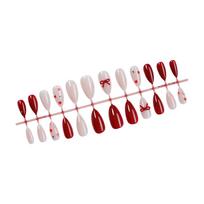 24Pcs Almond Fake Nail Press On Nail Artificial Nail False Nail Glues On Nail Valentine Designs French Nail Tips Gifts 1