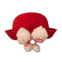 Vintage Looking Red Bowler Hats Beret Girls Dome Hat Top Hat Woolen Bucket Cap  Daily raudona