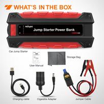 Nilight 1500A Car Battery Jump Starter for Up to 7.0L Gas & 5.5L Diesel Engines 12V Portable Jump Start Booster Pack Jump Box with Jumper Cables DC raudona