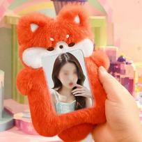 Cute Little Fox Card Set Photo Card Holder Plush Photo Card Packaging Supplies Photo Card Protective Case Keychain onesize