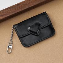 PU Leather Card Holder Heart Shaped Small Wallet Cute Car Key Chain  Cash Coin Bag juoda
