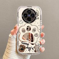 Vivo X100S Pro Phone Case Full Cover Silicone Anti-Drop Cartoon Dog Paw Heart Mirror Design vivo X100 S