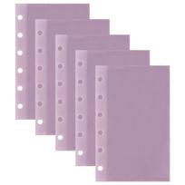 5pcs Transparent 6 Hole Budget Binder Pockets PP Binder Insert Pouch Loose Leaf Pouches  Students A6-Purple
