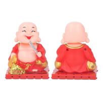 3.43x4.33in Solar Buddha Dashboard Statue Indoor Symbolic Buddha Decor  Window Sill Table Statue raudona
