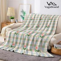 Checkered Tulip Grid Flannel Blanket Warm Soft Halloween Christmas Couch Warm Cozy Decorative Decor Gift for All Season Size: 75*100cm, Weight: 230 GSM