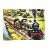 The Steam Age Of Old Trains Blanket Soft Warm Flannel Throw Blanket Cover for Bed Living room Picnic Travel Home Couch Size: 75*100cm, Weight: 230 GSM