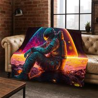 Cartoon Astronaut Universe Spaceman Outer Space Flannel Blanket Soft Warm Throw Blanket for Bedroom Living Room Bed Travel kids Size: 75*100cm, Weight: 230 GSM