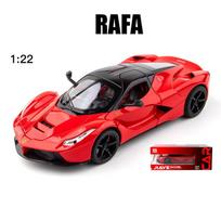 1:22 skalės Fala RAFA žaislinis modelio automobilis, cinko lydinio pritraukiamas automobilis su garsu, šviesa ir atidarytomis kėbulo durelėmis, žaislinis automobilis vaikams berniukui mergaitei 1/22- 21x9.5x5cm raudona