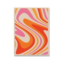 Šiaurės šalių retro abstraktūs plakatai ir spaudiniai Oranžinė retro bangų drobės tapyba 21cm×30cm NoFrame