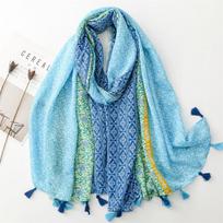Luxury Brand Scarf Bohemia Cotton Shawl Lady Wrap Large Pashmina Hijab Headband Scarves Islamic Turban Bufanda Foulard Stoles blue