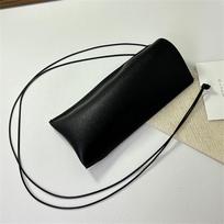 PU Leather Lanyard Glasses Bag Solid Color Hanging Neck Sunglasses Storage Bags Eyeglasses Holder Women Men Travel Eyewear Case juoda