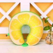 Travel U-Shape Pillow Cushion Microbead Support Fruit Neck Pillow Cartoon Soft Travel Memory Soft Pillow Adults Kids Gift 48*74 geltonai oranžinės spalvos