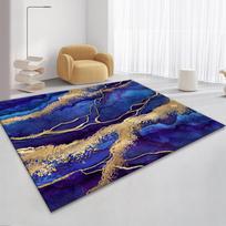 3D Nordic Juodo Auksinio Marmuro Kilimas Spalvingas Geometrinis Plotinis Kilimas Svetainei Miegamajam Sofai Durų Kilimėlis Neslystantis Grindų Kilimėlis 40cm x 60cm